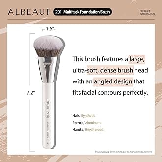201 Angled Foundation Brush for Flawless Makeup Application Professional Liquid, Cream Powder Foundation Brush with Dense Bristles - Contoured for Precise Blending and Buffing