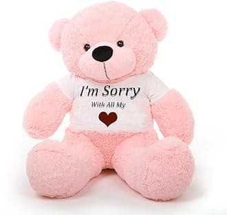 Hug'n'Feel® Soft Toys Big Teddy Bear Wearing I am Sorry with All T-Shirt 6 feet Pink_T Shirt_I am Sorry with All Plush & Stuffed Toys