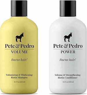 Pete & PedroVolume & Power Hair Care Shampoo & Conditioner Set | Volumizing & Strengthening Biotin & Rice Protein | All Hair Types But Great For Fine or Thinning Hair, Makes Hair Fuller, Thicker, & Healthier | As Seen On Shark Tank, 8.5 oz. Each