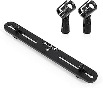 Microphone Bar - Fits 3/8" Mic Stand or 5/8" 1/4" with adaptors, Adjustable Length 2.81-9.87", Dual Mic Holder - With 2 Microphone Clips