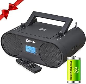 Boombox B4 Radio with CD Player + 2024 Release + AM/FM Radio, MP3, Bluetooth, AUX, USB Portable with Wireless Mode and Rechargeable Battery + with Remote Control, Autosleep, Digital EQ