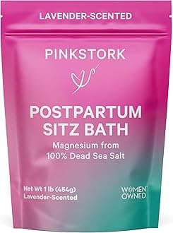 Pink StorkPostpartum Sitz Bath Soak: Dead Sea Salt for Perineal Care & Cleansing, Postpartum Recovery, Labor & Delivery Essentials, Postpartum Essentials, Women-Owned, Lavender Scented, 16 oz