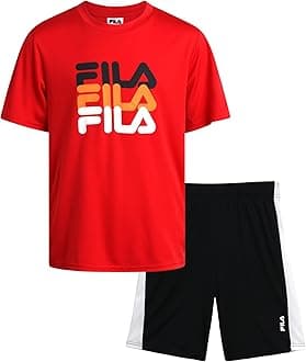 FilaBoys' Active Shorts Set - 2 Piece Dry Fit T-Shirt and Performance Gym Shorts - Activewear Clothing Set for Boys (4-12)