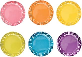 French Bull - Multicolor Melamine Plate - for Appetizers and Desserts - Fringe, Set of 6 Assorted