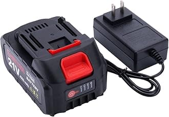 21V Lithium Battery with Electric Quantity Display, 4.0 Ah Battery with Charger Adapter Led Indicator Compatible with Leaf Blower and Mini Saw