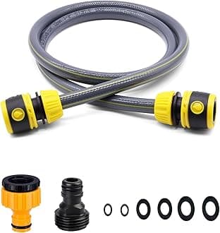 Hose Connection Set for Garden Hose Reel, Plastic Hose Pipe Fitting Connection Kit including 3/4'' Male Threaded, 2 in 1 Faucet Adapter, 1/2" Hose End Adapter, 2M Length of Pipe (2m)