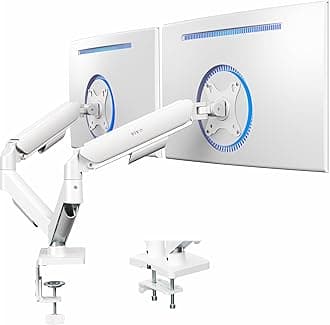 VIVO Dual Monitor Stand, Fully Adjustable Arms for 17 to 32 inch Screens, Mechanical Articulating Desk Mount, Gaming and Office Setups, VESA 75x75, 100x100, Max 19.8 lbs, Classic, White, STAND-V002OW