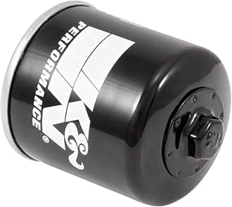 Motorcycle Oil Filter: High Performance, Premium, Designed to be used with Synthetic or Conventional Oils, Wrench Off Nut: Fits Select Honda, Kawasaki, Triumph, Yamaha Motorcycles, KN-204-1