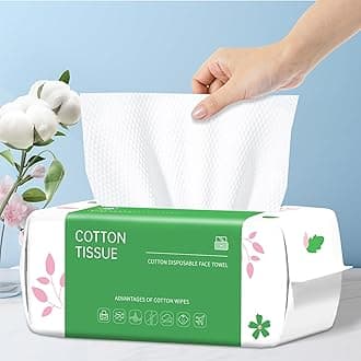 Cayxenful Disposable Face Towel, 100 Count Biodegradable Face Clean Towels, for Washing Soft Cotton Dry Wipes Facial Cloths Towelettes for Washing and Drying, Facial Tissue for Cleansing