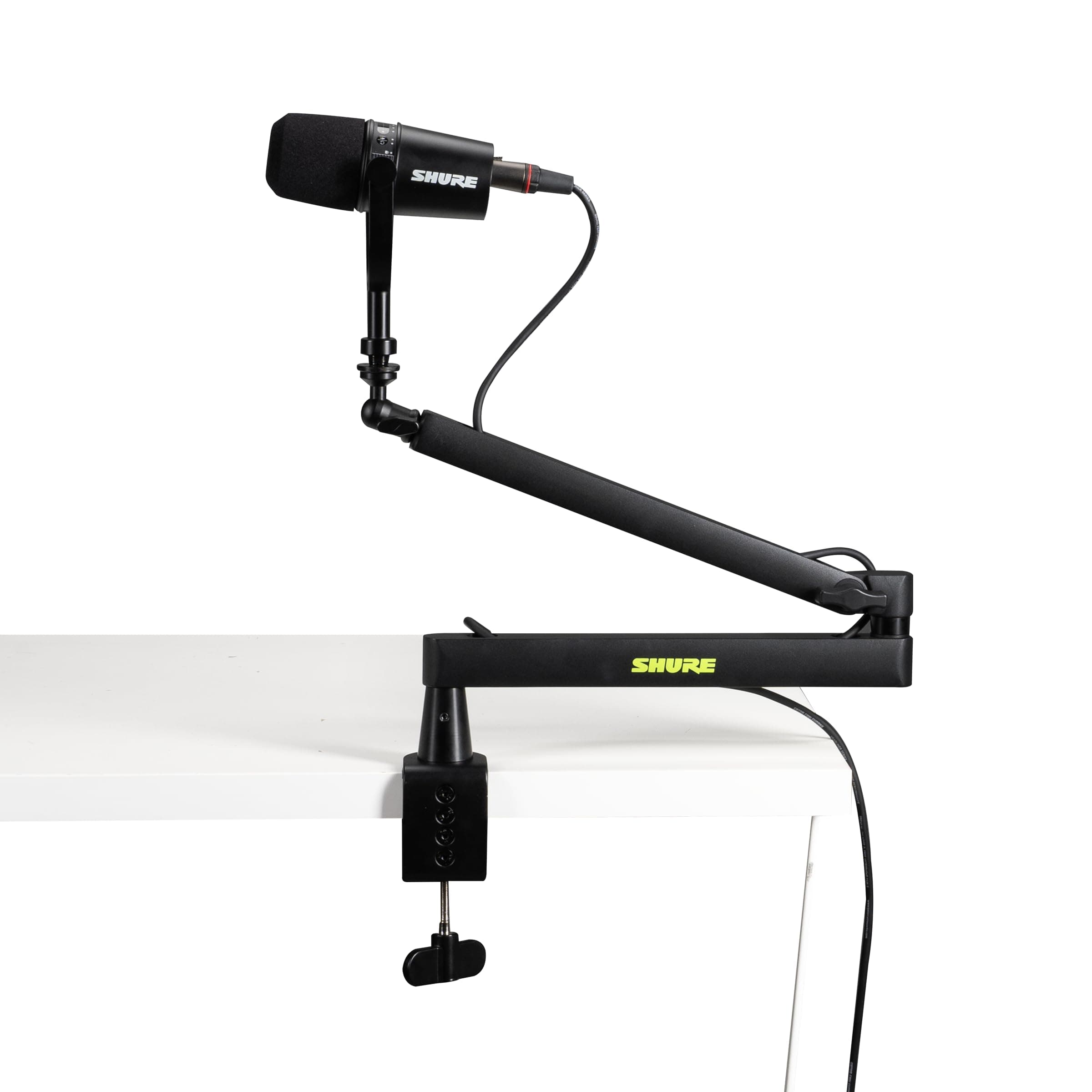 Shure Premium Low-Profile Desktop Mic Boom Stand; Fully Adjustable for Podcast, Streaming, and Home Office Setups (SH-BROADCAST2)