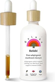 Rainbo - Reishi Mushroom Tincture - Dual Extract Mushroom Supplement - Immune Support, Mood, Sleep, Liquid Reishi Supplement, Vegan, Non GMO, 3.4 fl oz