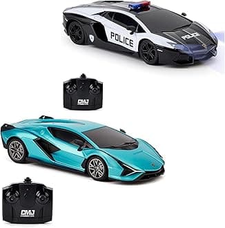 Lamborghini Twin Pack - Lamborghini Sián FKP 37 & Aventador LP700-4 Police Car - 1:24 Scale Remote Control Vehicles, Licensed Racing Toys
