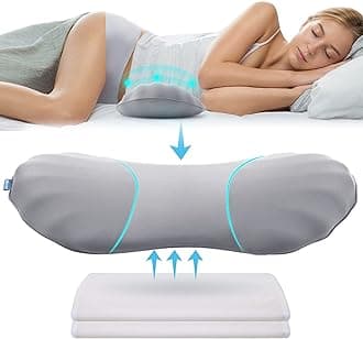 RESTCLOUD Adjustable Lumbar Support Pillow for Sleeping Memory Foam Back Support Pillow for Lower Back Pain Relief, Back Pillow for Sleeping, Lumbar Support Pillow for Bed and Chair with 2 Insert Pads