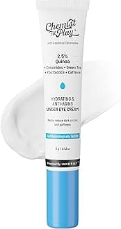 Under Eye Cream with 2% Revital Eye & Quinoa Extract | For Reducing Dark Circles, Puffiness, Wrinkles, Crows Feet | Lightweight, Hydrating | Plant-Based Ceramides | 100% Vegan | Cooling Gel & Roller for Men & Women | 15 g