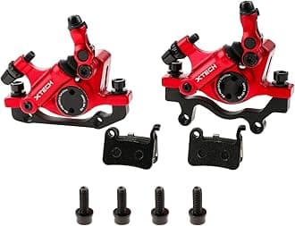 HB-100 Line Pulling Hydraulic Disc Brake Calipers, Mechanical Disc Brakes for MTB, Mountain Bike, E-bike and Electric Bike 2PCS Front/Rear Red