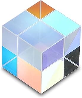 HDCRYSTALGIFTS 20mm Glass Prism Cube RGB Dispersion Optical Glass X-Cube Prism for Teaching Light Spectrum Physics Gift of Light