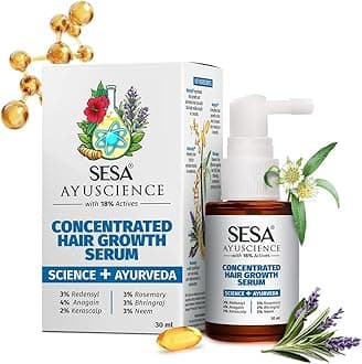 Sesa Ayuscience 3% Redensyl, 4% Anagain, 2% Kerascalp Hair Growth Serum With Rosemary, Bhringraj, Neem For Hair Growth Strengthens Roots Controls Hair Fall - 30ml