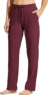 Willit Women's Cotton Sweatpants Yoga Lounge Open Bottom Sports Pants Straight Leg Casual Pants with Pockets