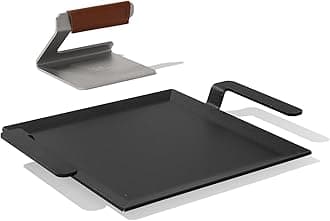 Made In Cookware | Carbon Steel Half Griddle + Grill Press - (Like Cast Iron, but Better) | Professional Cookware | Crafted in Sweden | Induction Compatible