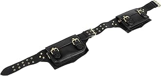 vintage craftsMens Boys Vintage Leather Messenger Belt Sling Leather Utility Pouch Fanny Pack Messenger Waist Belt Gift for Men & Women (Black)