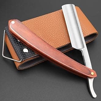 Premium Stainless Steel Shaver Razor with Shaving Strop for Men，Professional Straight Edge Barber Razor,Straight razors for men, Home & Salon Grooming Using (NO.191)