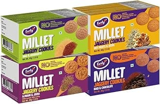 Early Foods Assorted Cookie Combo - Ragi Choco, Dry Fruit, Multigrain, Ragi Amarnth Millet Jaggery Cookies Pack of 4, 600 g Healthy Biscuits