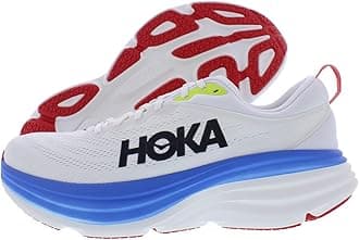HOKA ONE ONE Bondi 8 Mens Shoes Size 12.5, Color: Blanc De Blanc/Virtual Blue
