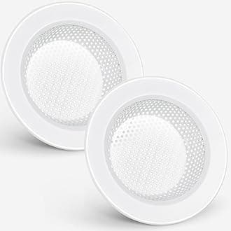 Retisee 2 Pcs Sink Strainer Stainless Steel Kitchen Sink Drain Strainer Basket Cover Mesh Hair Food Catcher, Large Wide Rim of 4.4 Diameter(Porcelain White)