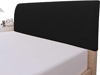 Easy-Going Stretch Bed Headboard Cover,Small Square Jacquard Headboard Slipcover, Dustproof Bed Head Cover for Bedroom (Full,Black)