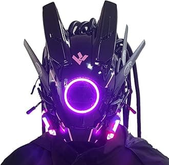 Punk Mask Cosplay for Men, Round Light with Braids Mask Cosplay Halloween Fit Party Music Festival Accessories