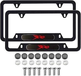 HUIANTS 2PCS License Plate for Chrysler 300/C/ 300S Premium Car License Plate Bracket Holder, Premium Aluminum Alloy Weather Proof License Plate Covers with Screw Caps Cover Set Car Accessories