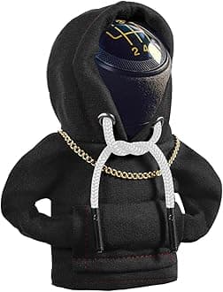 Yajeea Car Gear Shift Hoodie, Funny Mini Hoodie Car Decor, Winter Warm Universal Fit Shift Knob Cover, Automotive Interior Decoration Accessories Gift (Black)