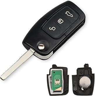 Heart Horse ASK 433Mhz Car Key Fob Replacement for Fiesta Focus Mondeo MK4 C-Max S-Max Galaxy, 3 Buttons Flip Folding Remote Key Shell Case with 4D63 Chip HU101 Blade