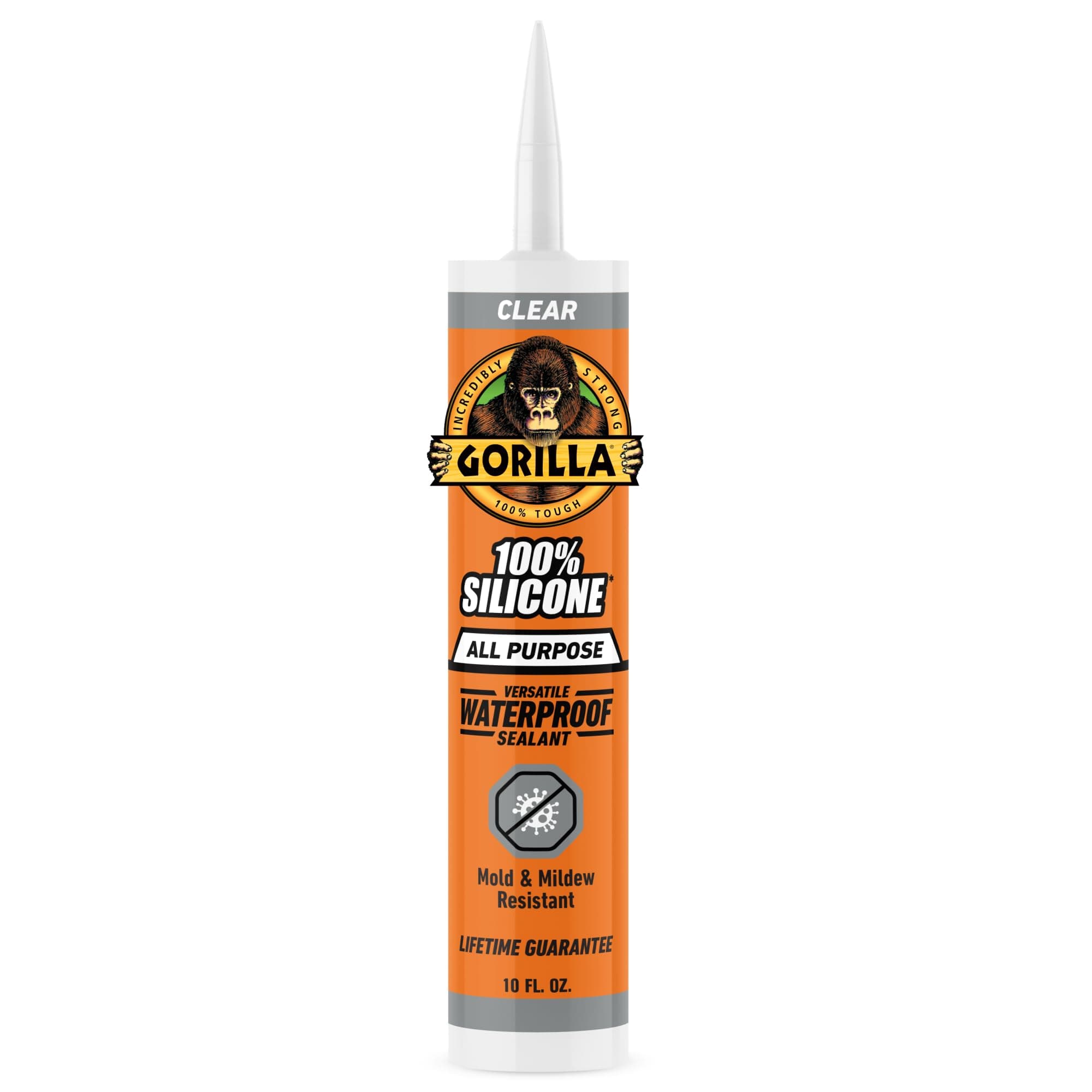 Gorilla 100% Silicone Sealant All Purpose, 10 Ounce Cartridge, Clear (Pack of 1)