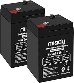 Miady 6V 5Ah Rechargeable Sealed Lead Acid Battery (2 Pack)