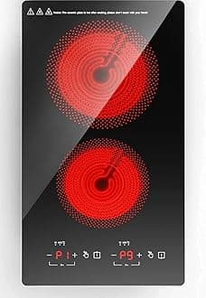 Electric Cooktop 2 Burners,110v Electric Stove Top,ANHANE Infrared Burner 12 ...