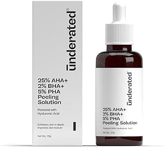 Underated 25% AHA + 2% BHA + 5% PHA Peeling Solution Powered With Hyaluronic Acid Helps to Deeply Exfoliate and Gives Glow to Skin, Reduces Fine Line and Wrinkles, Reduces Pigmentation and Evens the
