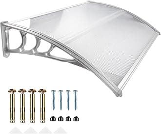 Door Canopy, Waterproof Front Door Canopy, 120 * 80 * 23cm Garden Canopies, Rain Awning Suitable for Door Porch, Outdoor, Roof, Patio (White)