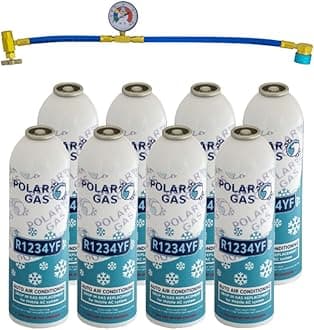 8KG1CA Car Aircon AC R1234yf Compatible Refill Recharge Regas Gas X8Hose Gauge Kit Clima Accessories DIY