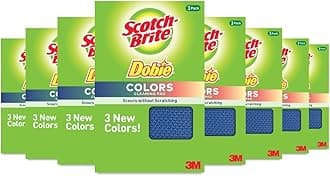 Scotch-BriteDobie Colors Cleaning Pads, Ideal for Dishwashing, Kitchen, Bathroom and More, Scours Without Scratching, 24 Pads