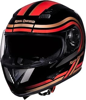 Royal Enfield Stunner Full Face Riding Helmet with Excellent Ventilation and Better Impact Protection | ISI Certified | Outer Shell: High Impact Grade Thermoplastic | Gloss Black | L