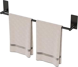 JS Towel Rail Wall Mounted Self Adhesive Towel Holders forBathrooms Stainless Steel Matte Black Towel Bar Modern Towel Rack, 55CM