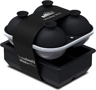 Samuelworld Ice Cube Trays - Jumble Big Cubes & 2.5 inches Large Sphere Ice Mold Combo for Whiskey and Cocktails, Keep Drinks Chilled (Black)