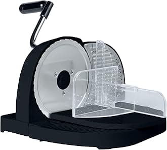WENKO Bread slicer black, bread slicer made of plastic with stainless steel blade, guide carriage with leftover container and finger protection, firm stand due to suction cup, 31 x 20 29 cm