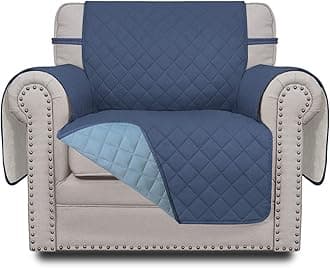 Easy-Going Chair Sofa Slipcover Reversible Sofa Cover Water Resistant Couch Cover Furniture Protector Cover with Elastic Straps for Pets Kids Children Dog Cat (Chair, Dark Blue/Light Blue)