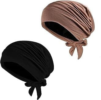 2 Pieces Hijab Cap Women Muslim Under Scarf Hats Hijab Cap Inner Under Scarf Hat Turban Underscarf Turban Caps for Women Inner Beanies Hat with Tie Back Closure