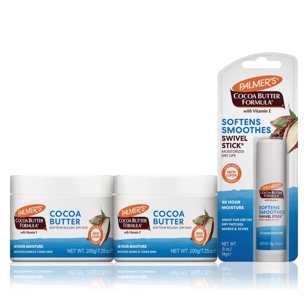 Palmer'sCocoa Butter Solid Formula Value Pack | 2 x Solid Formula Jars (200g) and 1 x Swivel Stick (14g)