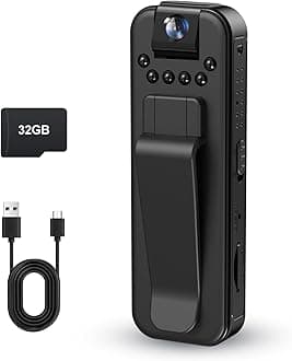 Mini Body Camera 1080P HD Small Video Recorder Built in 32GB Memory Card Portable BodyCam with Night Vision Police Wearable Camcorder for Indoor, Outdoor, Traveling, Law Enforcement, Sport