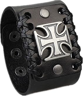 COOLLA Mens Retro Cross Adjustable Leather Wristband Cuff Bracelet Sl2801
