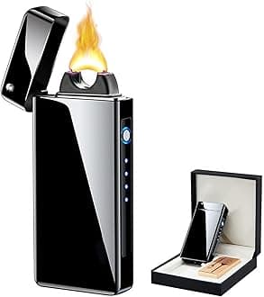 Electric Lighter Rechargeable Flameless Lighters Windproof Lighters Plasma Lighter - Butane Free with High Capacity Battery for Candles (Dark)